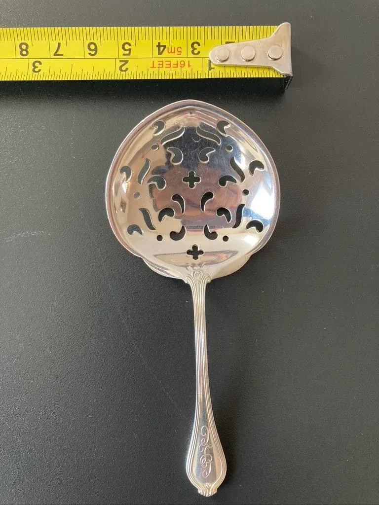 Coffee Tea or Bar Drinks Ornate Pierced Spoon in Sterling Silver, Early 20th Century - 3