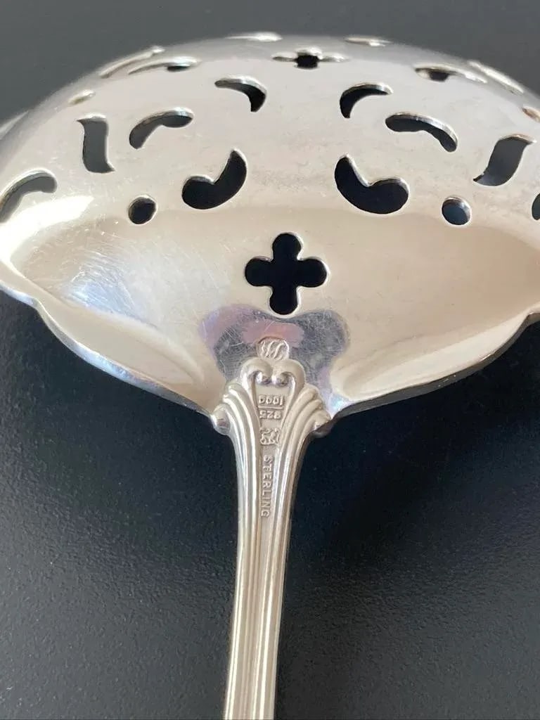 Coffee Tea or Bar Drinks Ornate Pierced Spoon in Sterling Silver, Early 20th Century - 9
