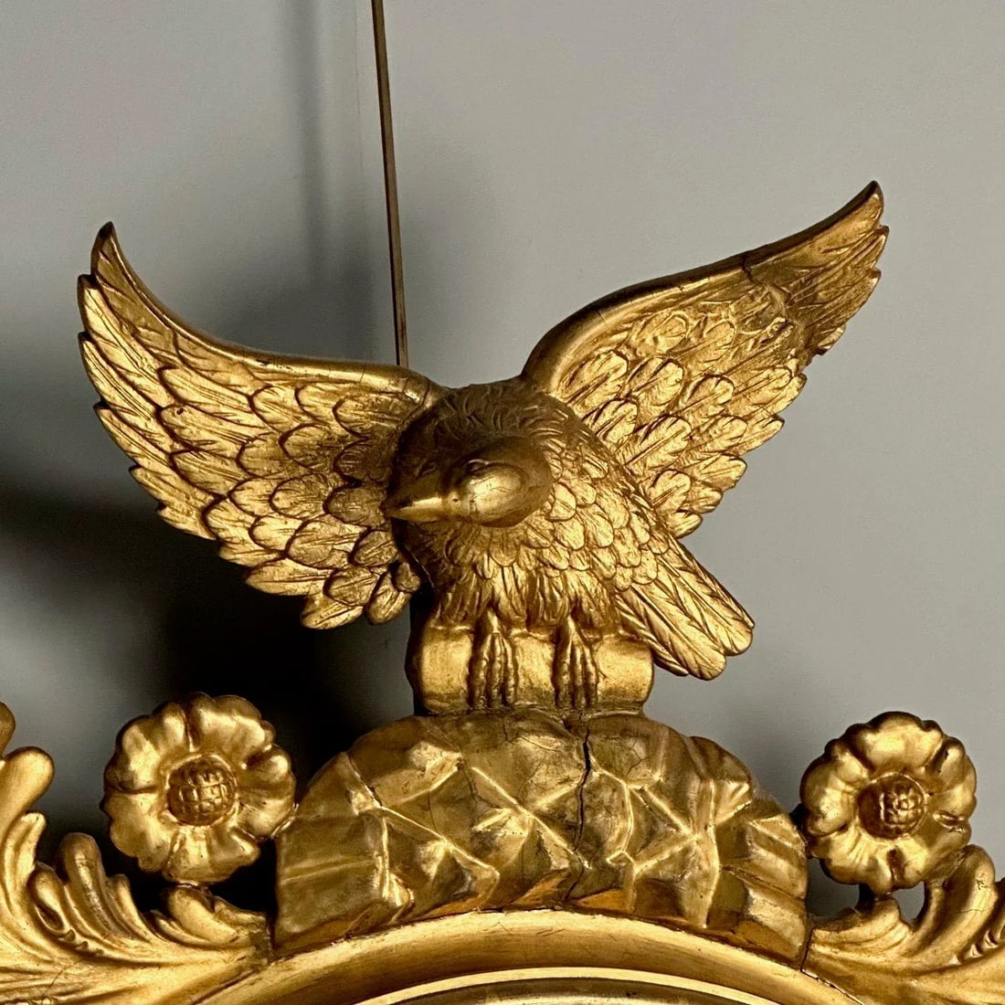 Regency, Circular Convex Wall Mirror, Giltwood, Eagle Motif, Usa, 1950s - 9