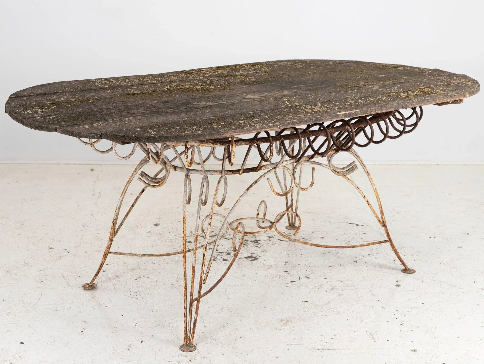 White Iron and Wood Topped Garden Dining Table, France 1930s - 3