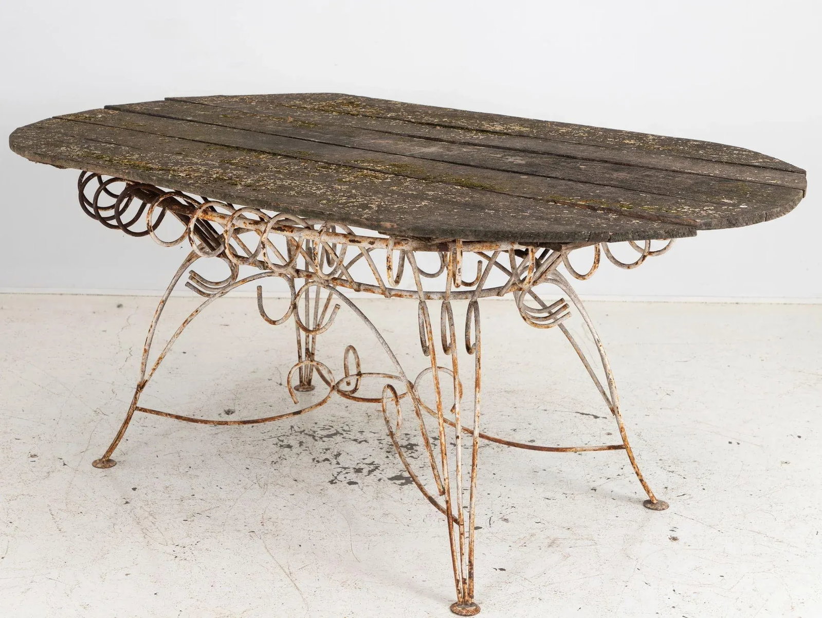 White Iron and Wood Topped Garden Dining Table, France 1930s - 5