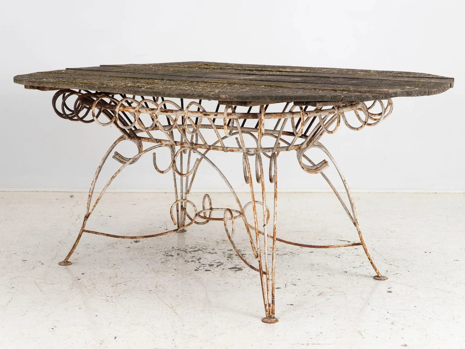 White Iron and Wood Topped Garden Dining Table, France 1930s - 8