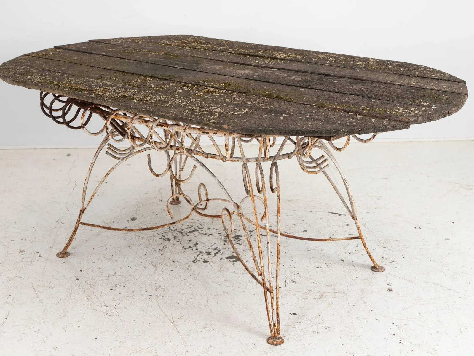 White Iron and Wood Topped Garden Dining Table, France 1930s - 9