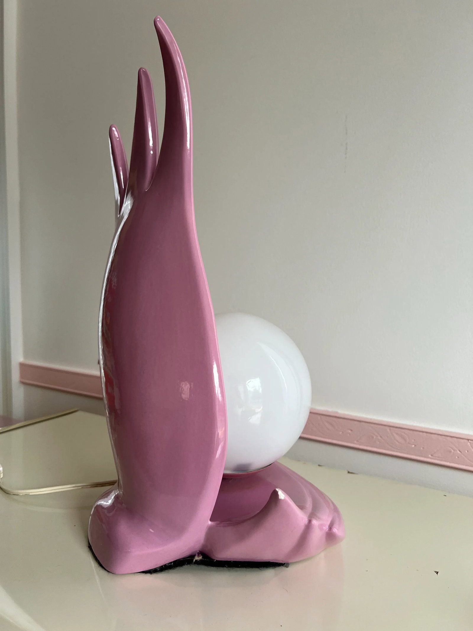 1980 Pink Flame Art Deco Lamps - a Pair - 11