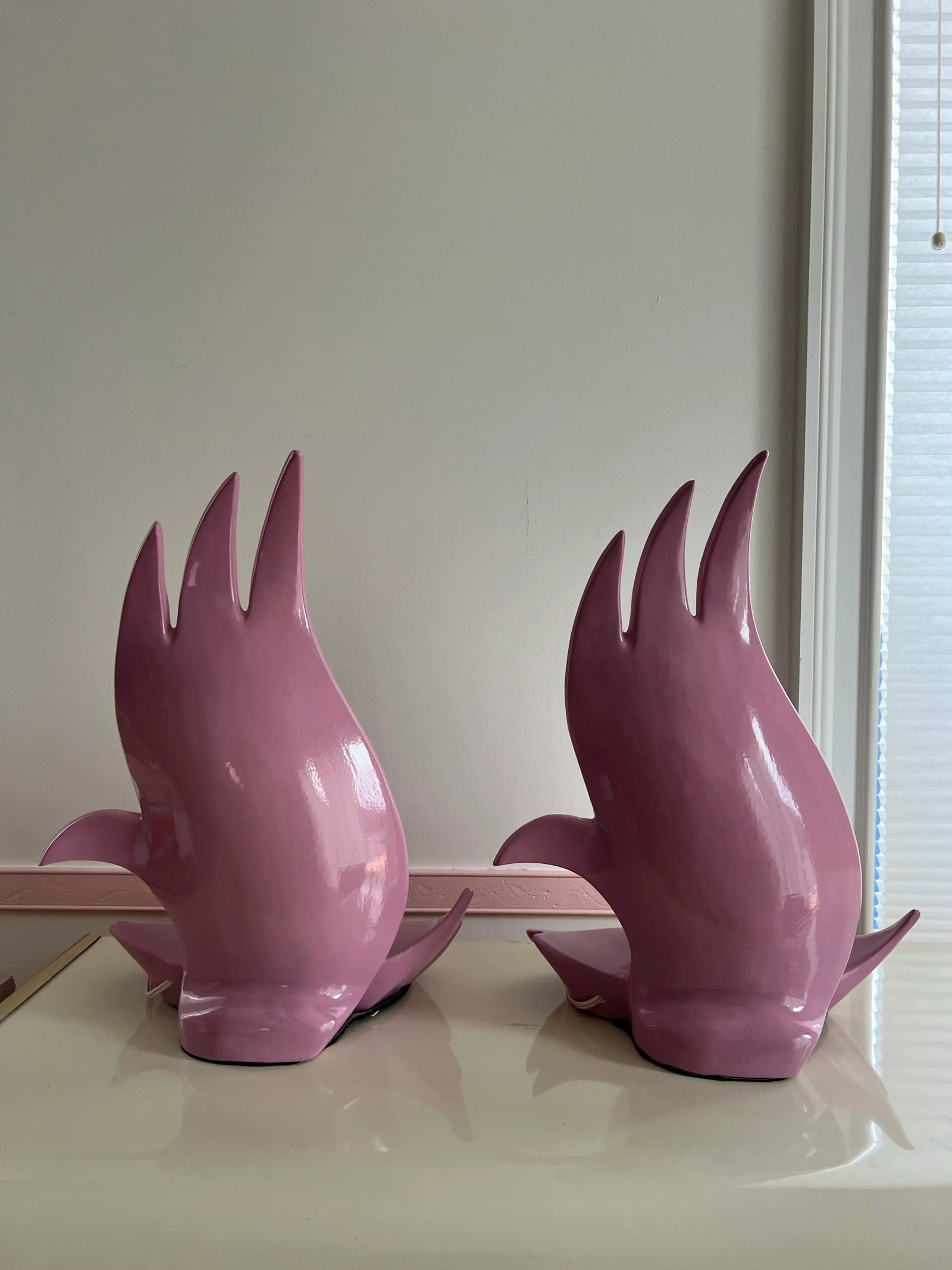 1980 Pink Flame Art Deco Lamps - a Pair - 4