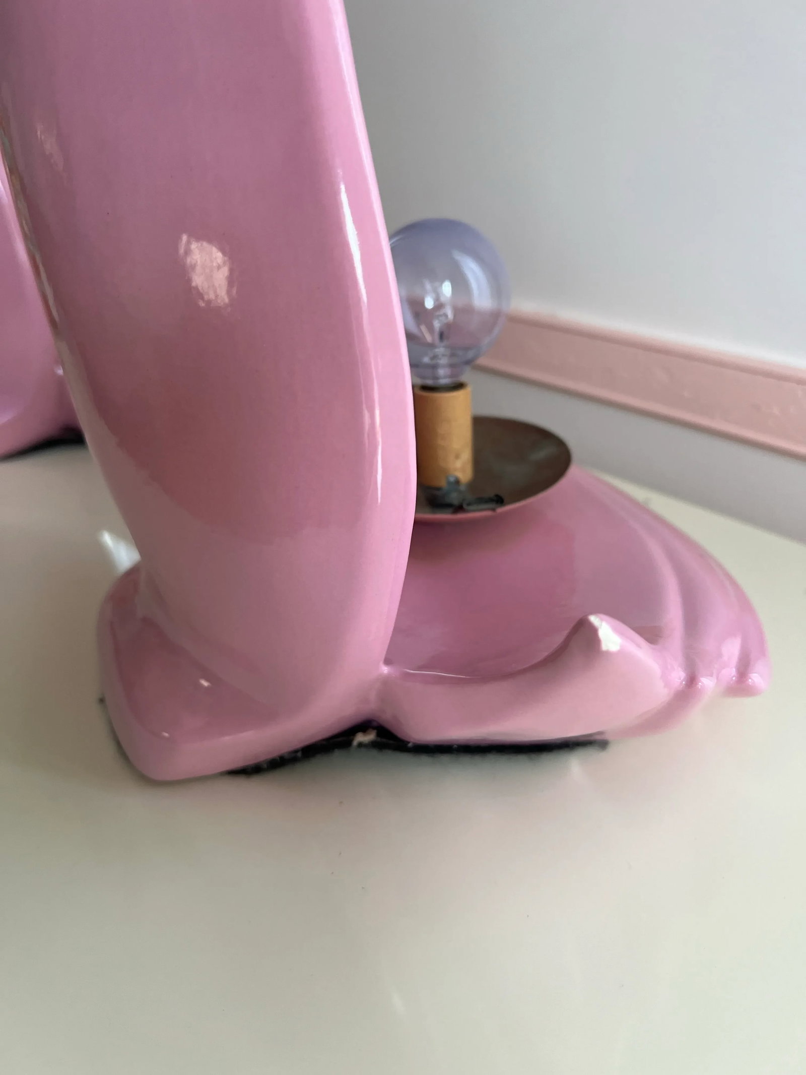 1980 Pink Flame Art Deco Lamps - a Pair - 8