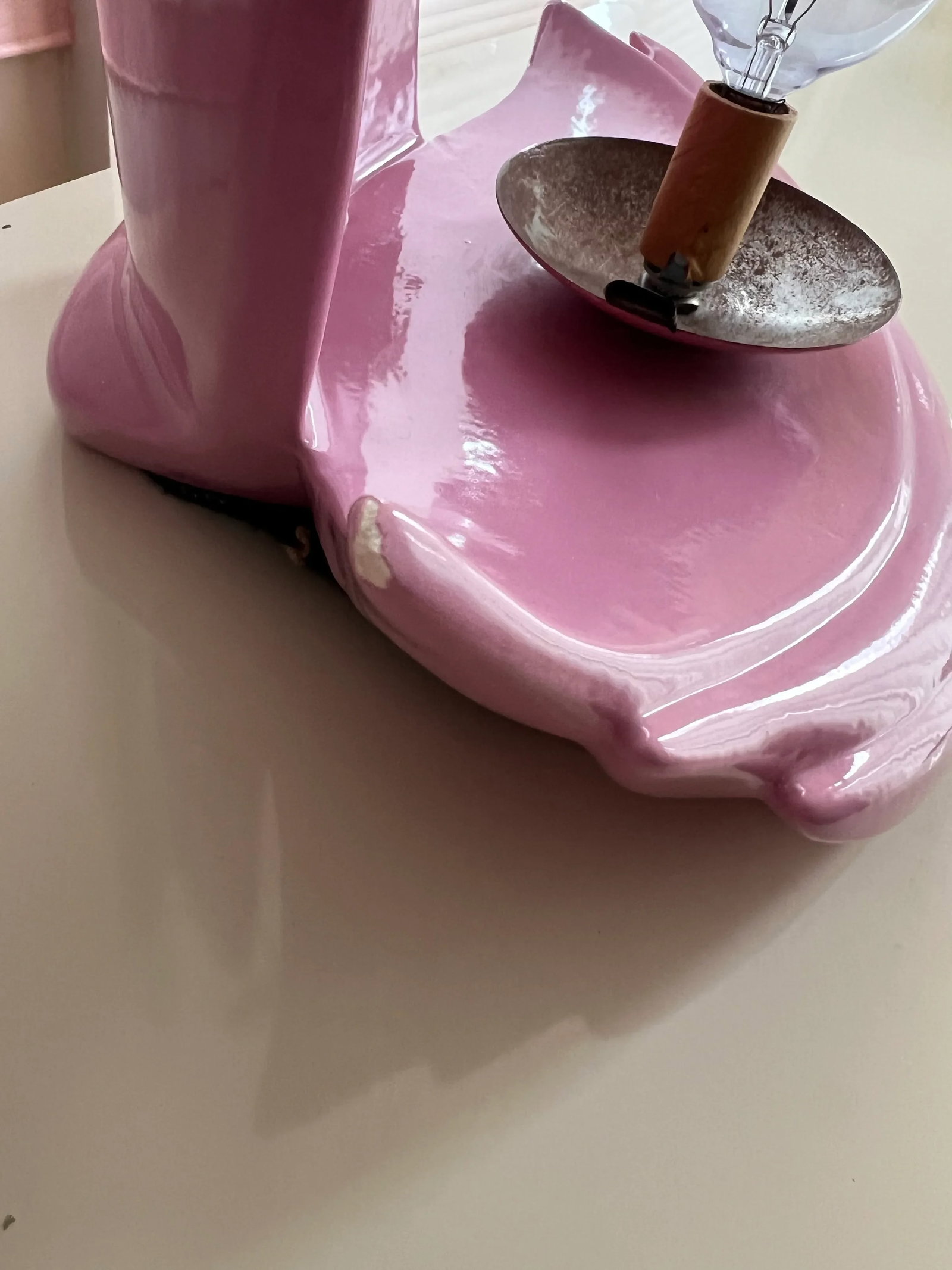 1980 Pink Flame Art Deco Lamps - a Pair - 9