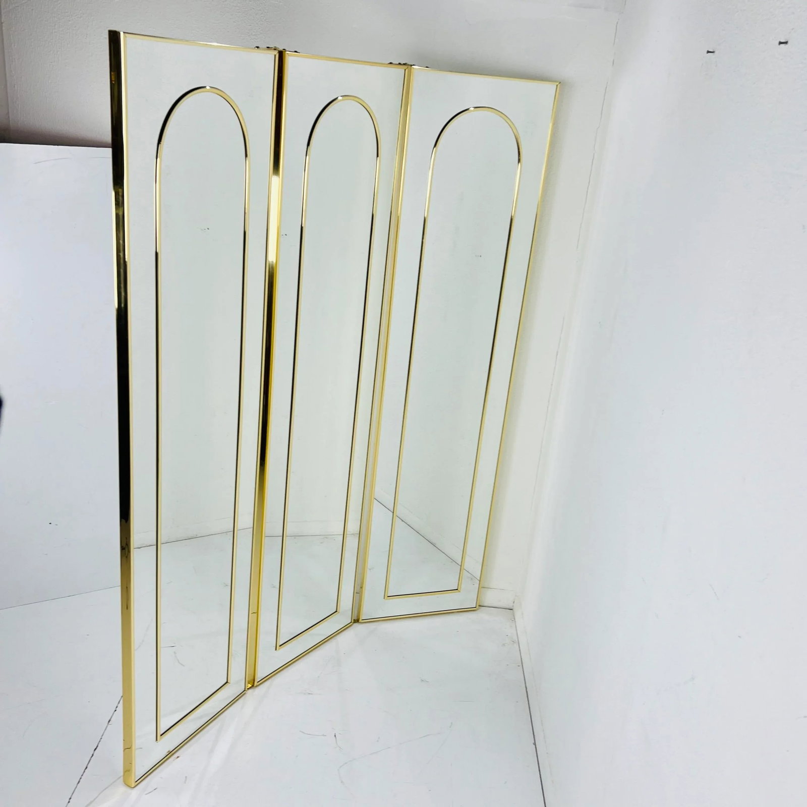 1970s 3 Panel Double Sided Mirror Screen / Room Divider - 2