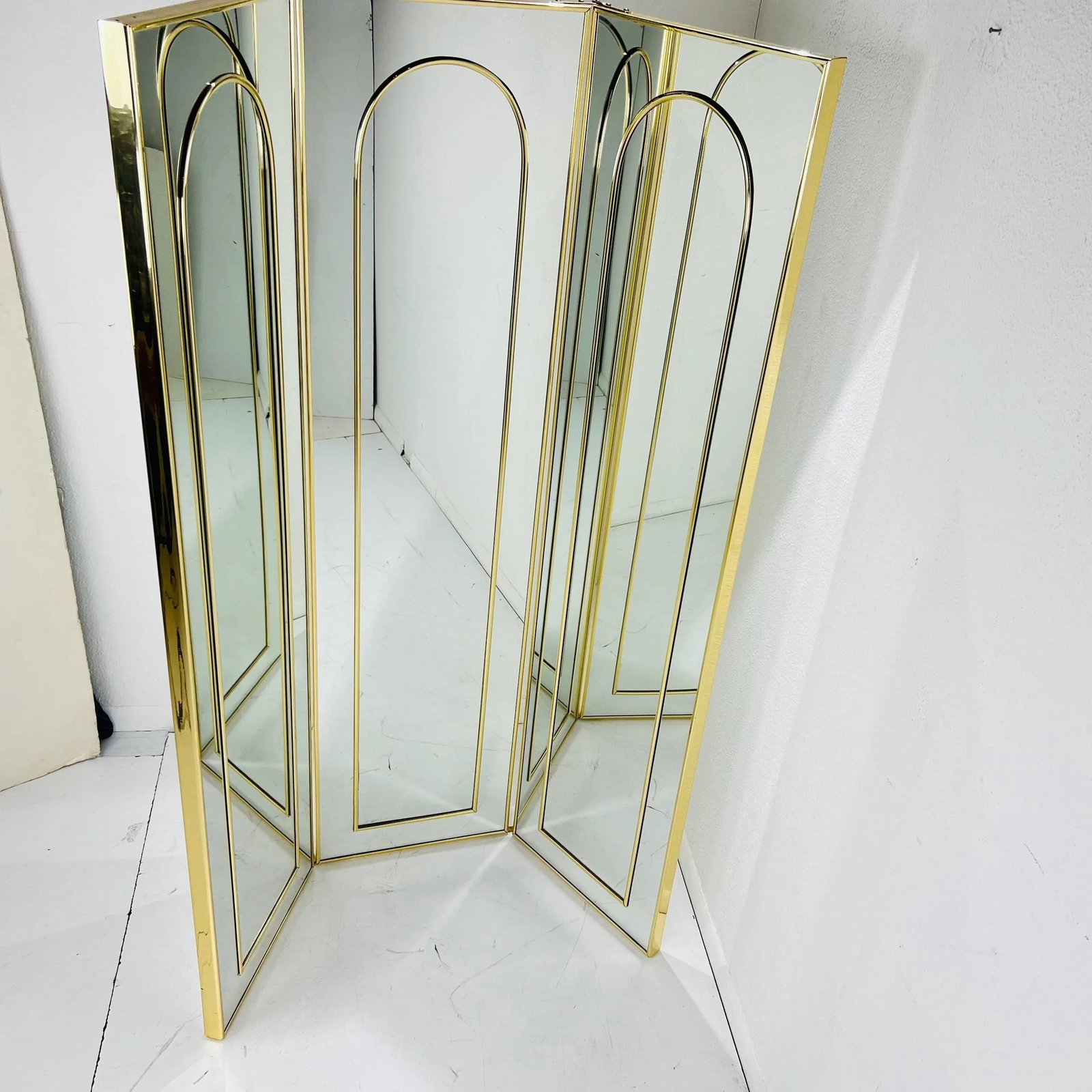 1970s 3 Panel Double Sided Mirror Screen / Room Divider - 5