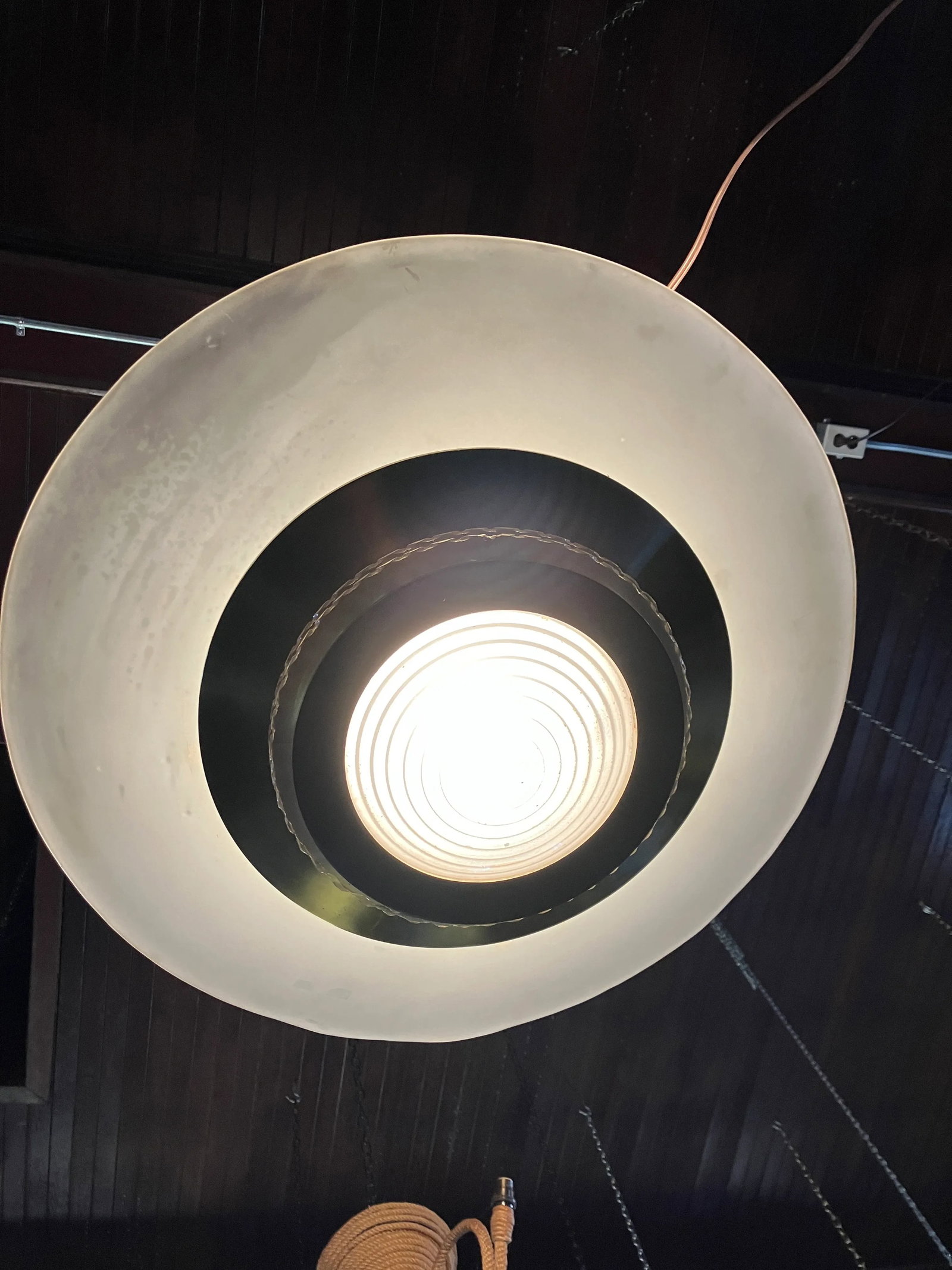 1950s Vintage Etched Glass Disk Light - 10