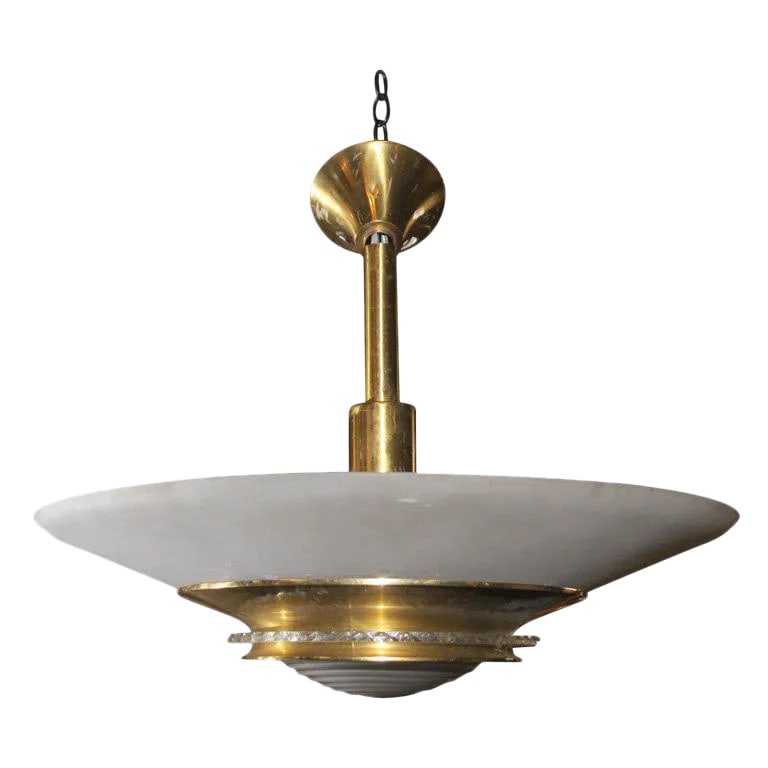 1950s Vintage Etched Glass Disk Light (1 of 11)