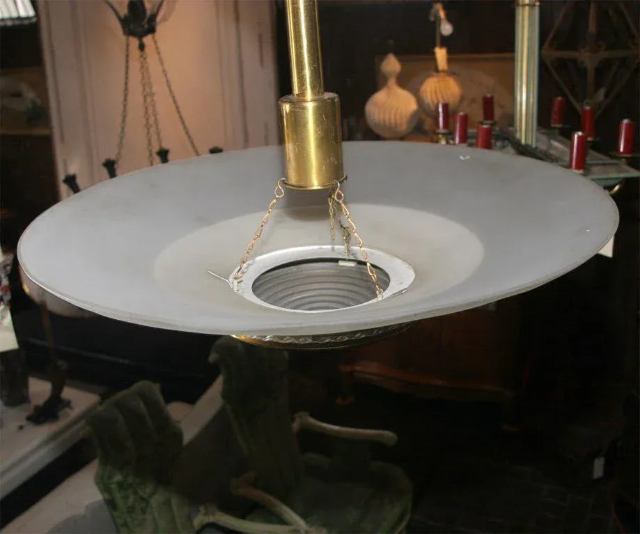 1950s Vintage Etched Glass Disk Light - 4