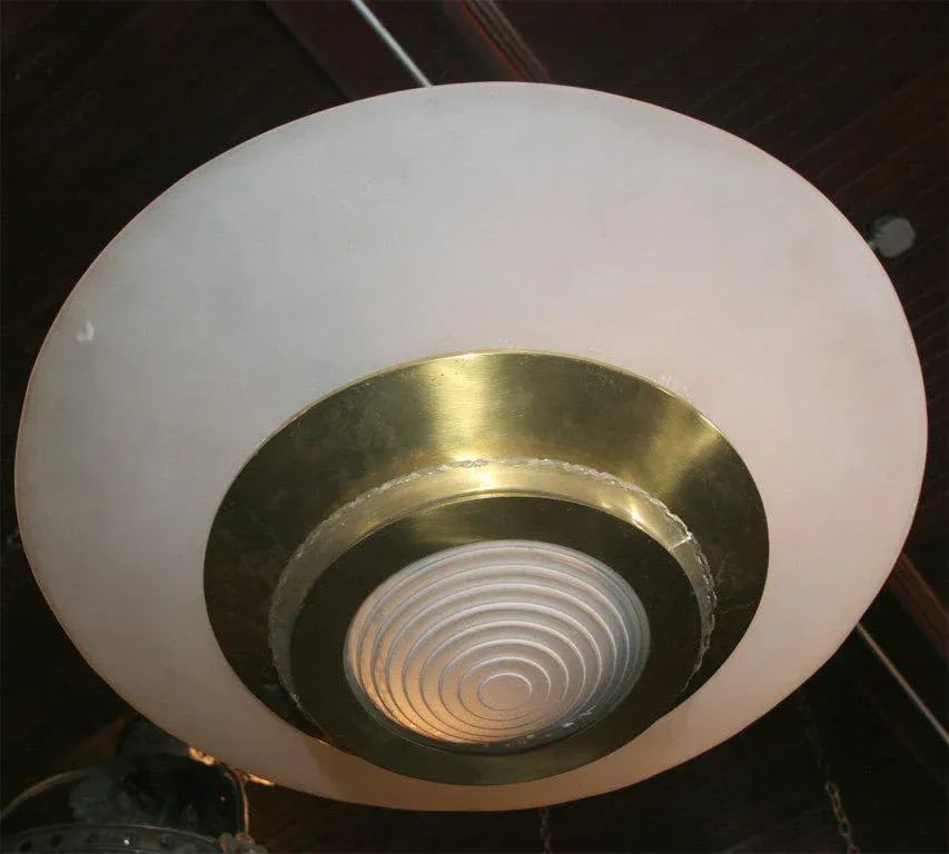 1950s Vintage Etched Glass Disk Light - 6