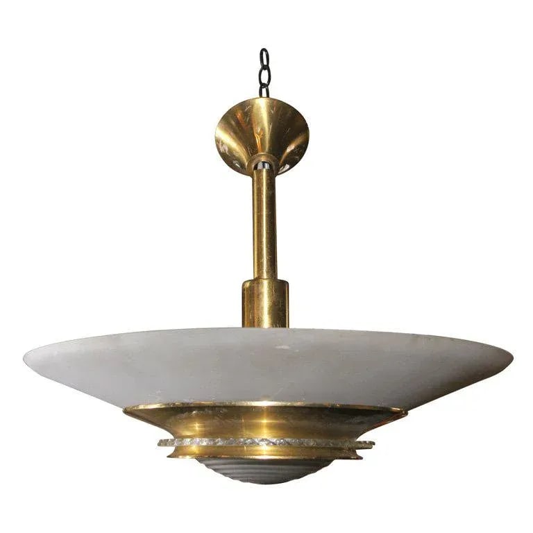 1950s Vintage Etched Glass Disk Light - 7