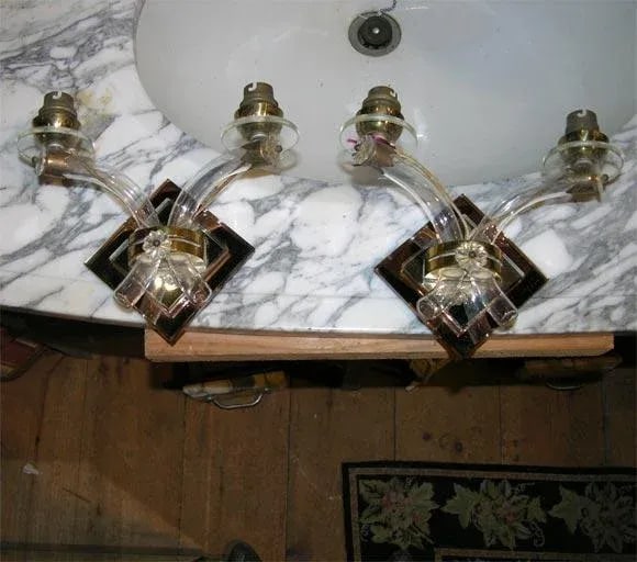 1930s Vintage French Mirrored Sconces- a Pair - 2