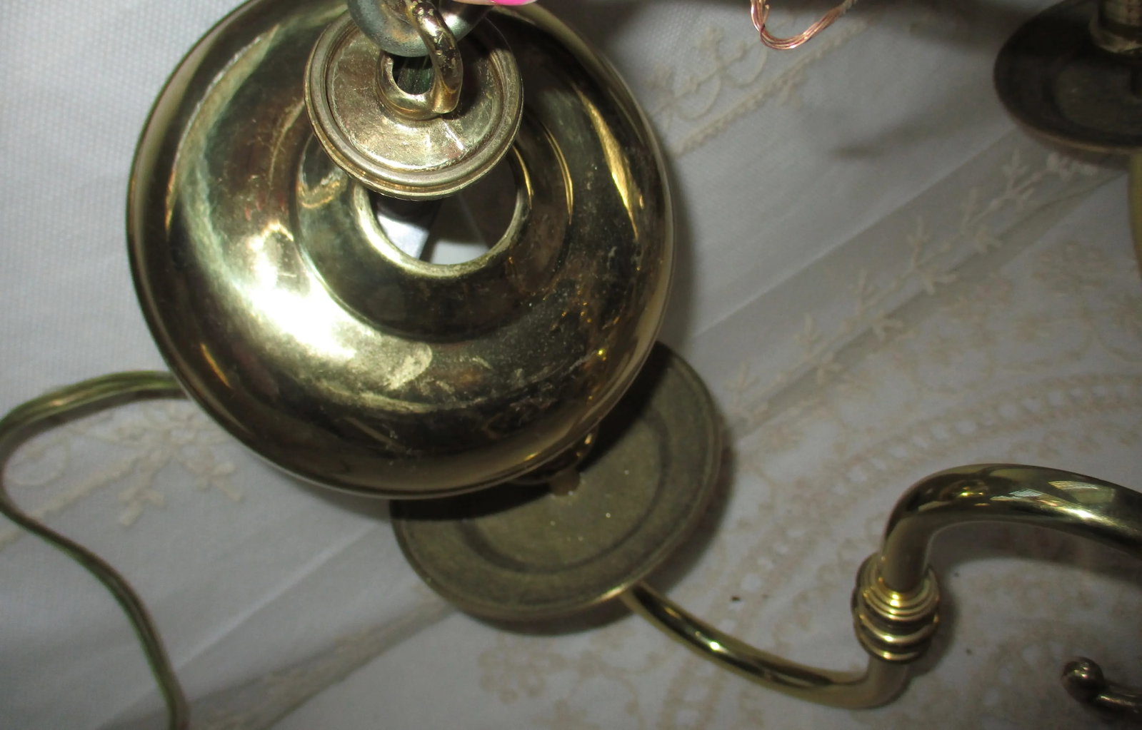 Vintage French Empire Style Late 20th Century Solid Brass Ornate 6 Light Chandelier - 11