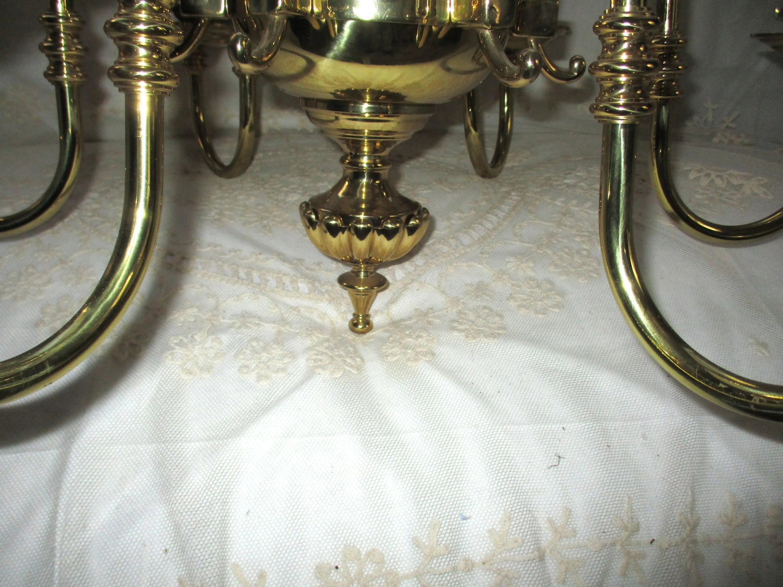 Vintage French Empire Style Late 20th Century Solid Brass Ornate 6 Light Chandelier - 2