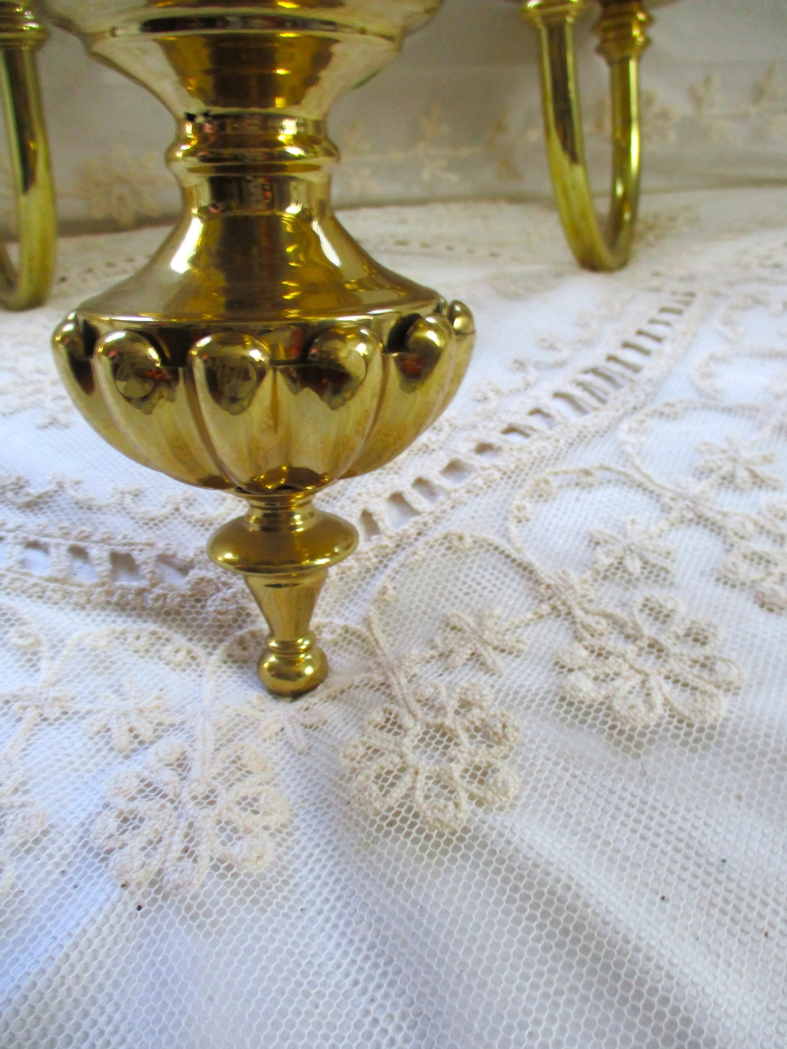 Vintage French Empire Style Late 20th Century Solid Brass Ornate 6 Light Chandelier - 6