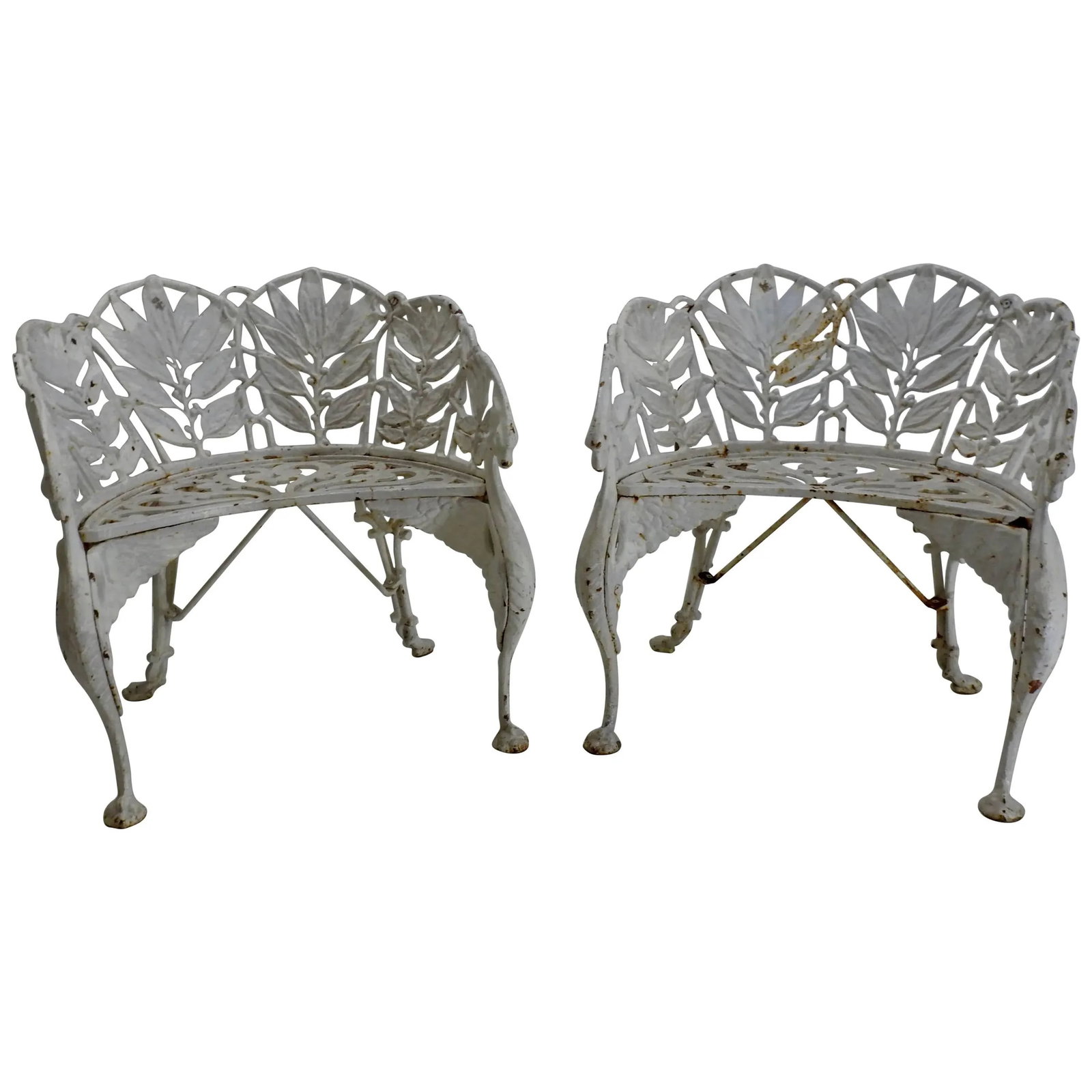 Pair of White Wrought Iron Side Chairs - 8