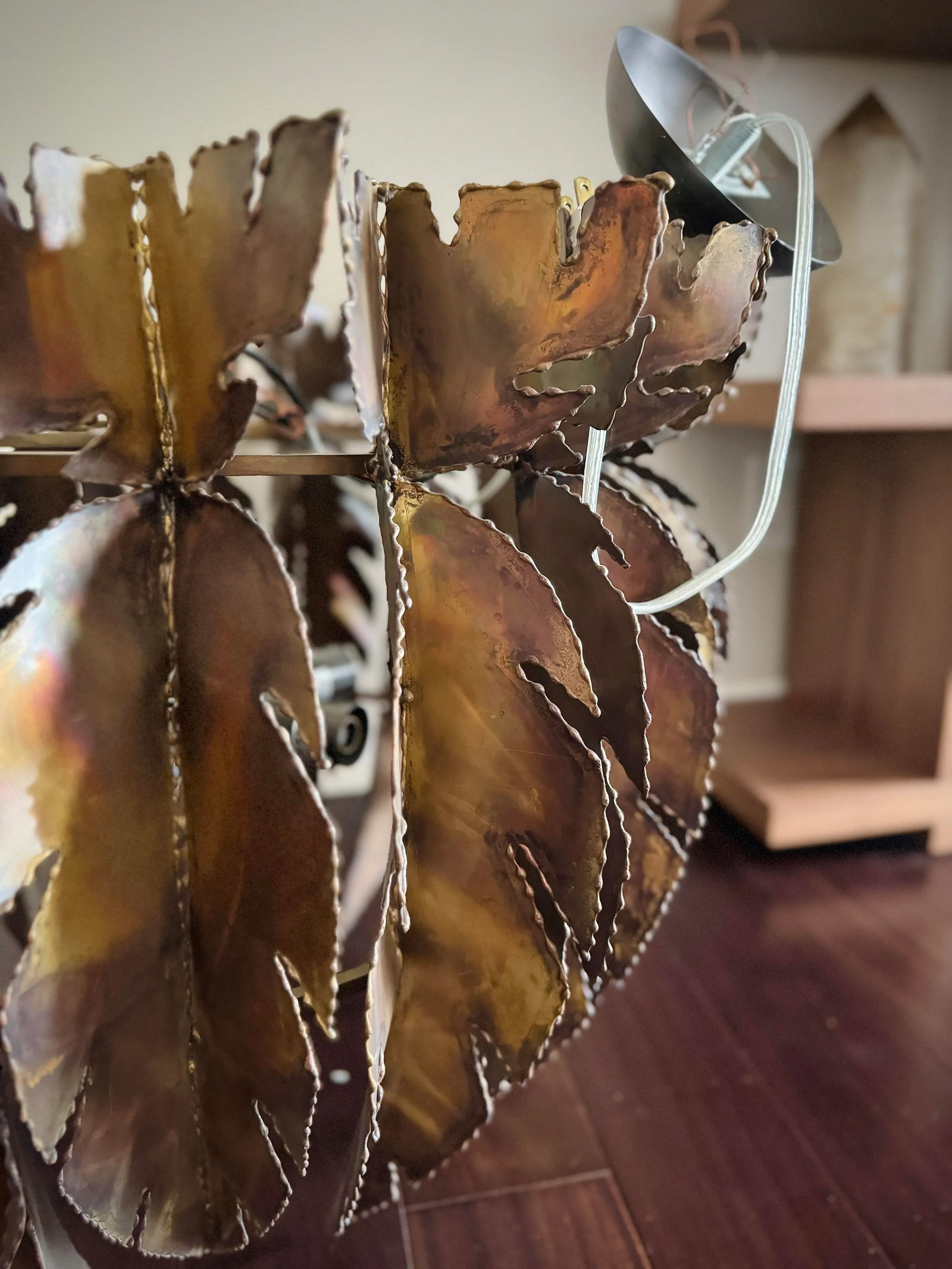 Modern Brutalist Style Brass Leaves Harper Feathered Chandelier by Anthropologie - 11