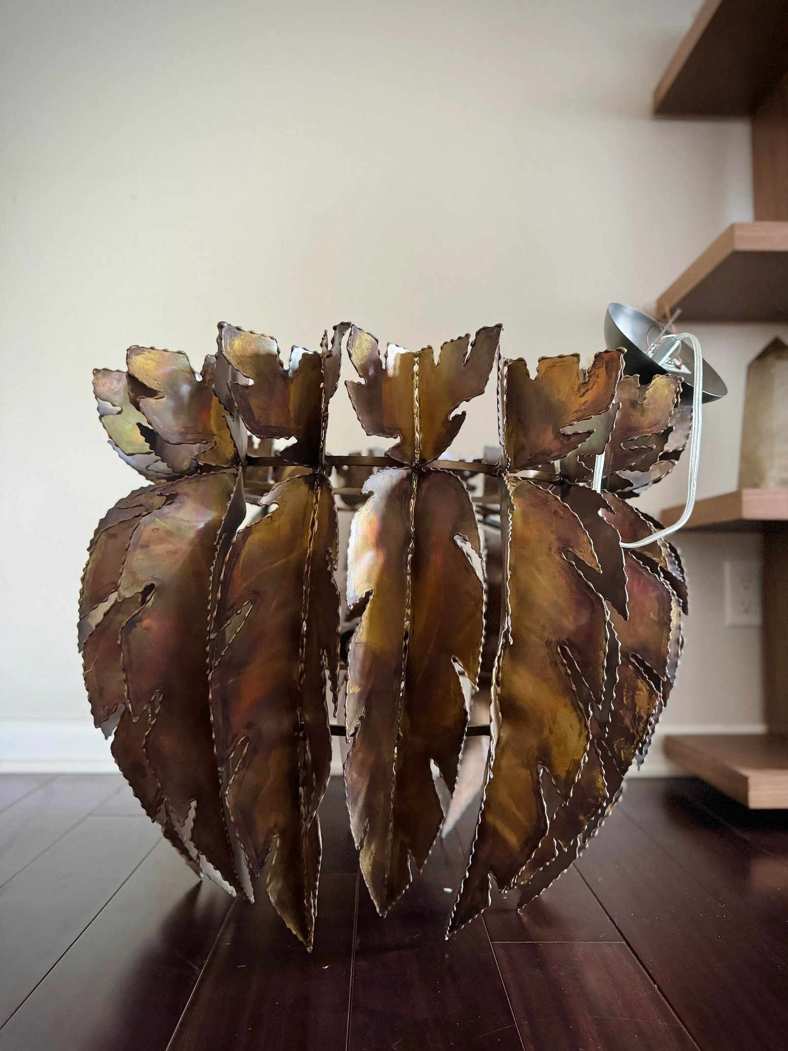 Modern Brutalist Style Brass Leaves Harper Feathered Chandelier by Anthropologie - 12