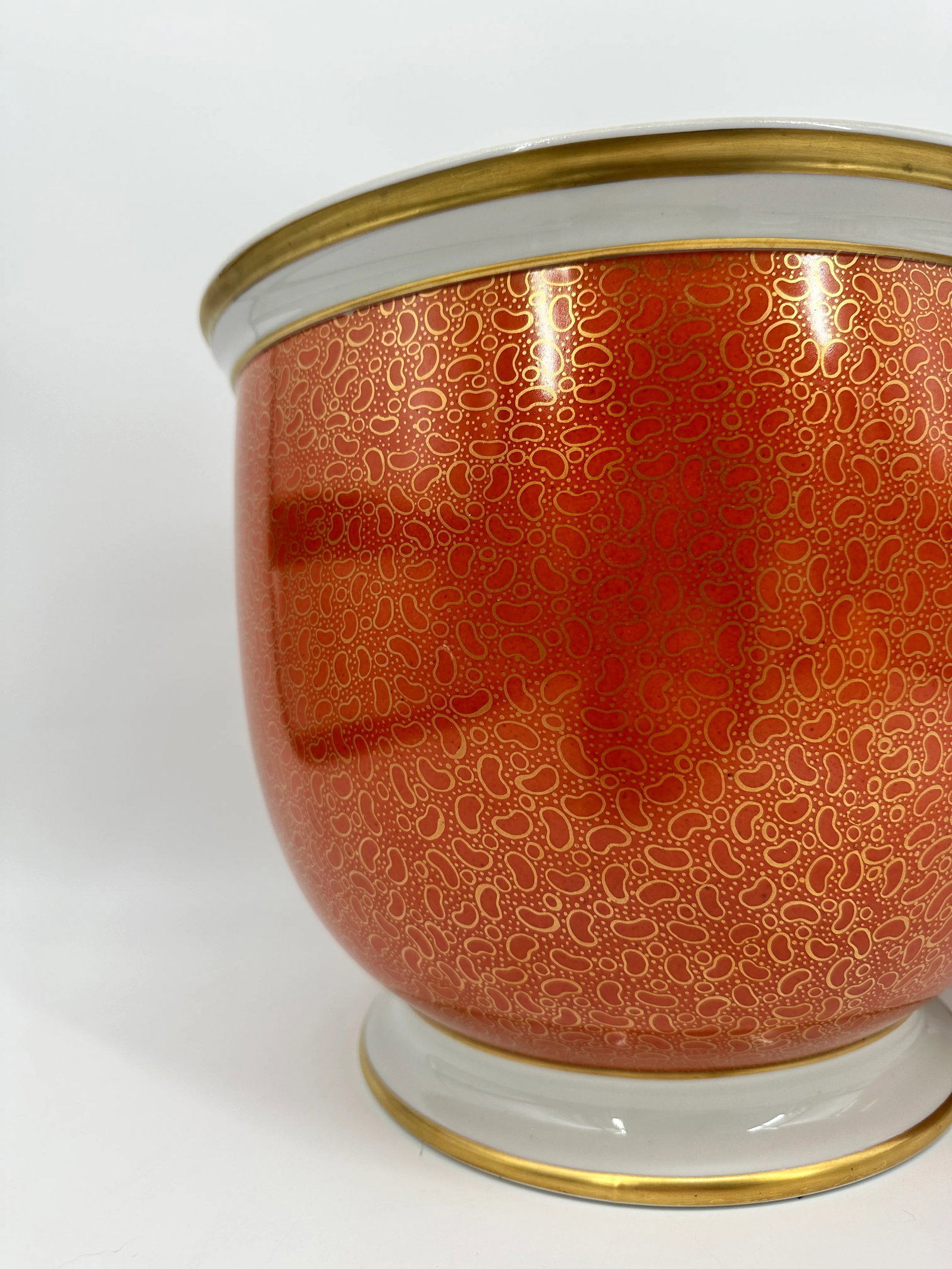 1980s Vintage Giulia Mangani / Goodfriend & Co. Porcelain Orange & Gold Jardinieres- a Pair - 6