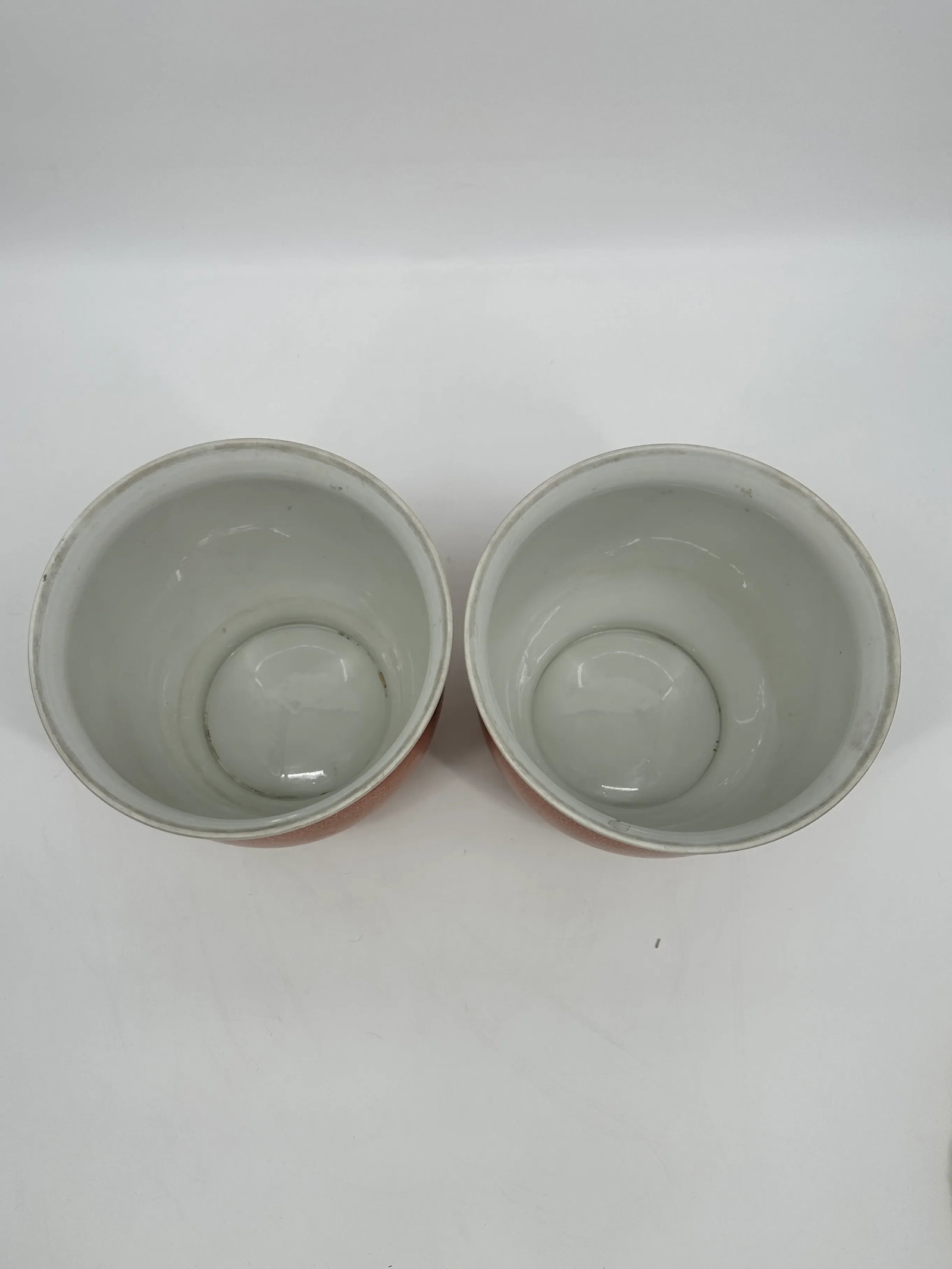 1980s Vintage Giulia Mangani / Goodfriend & Co. Porcelain Orange & Gold Jardinieres- a Pair - 8