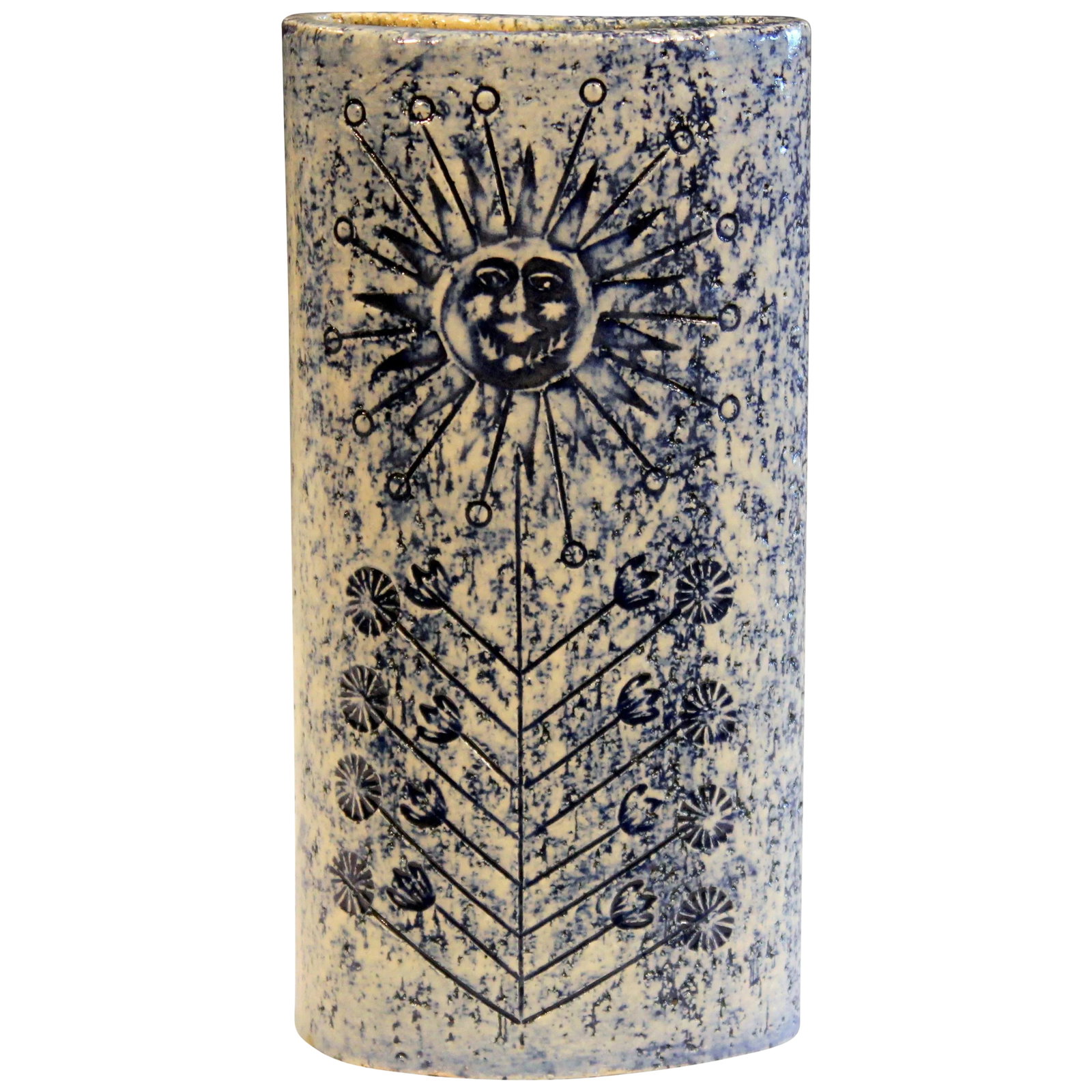 Roger Capron Vallauris Pottery Vintage 1950s French Studio Art Sun Face Vase (1 of 10)