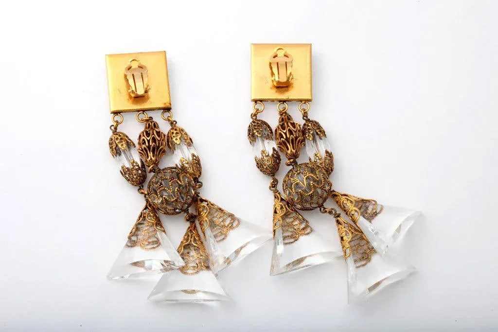 French Lucite Triple Dangle Earrings - 6
