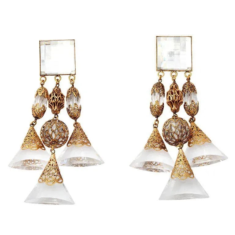 French Lucite Triple Dangle Earrings - 8
