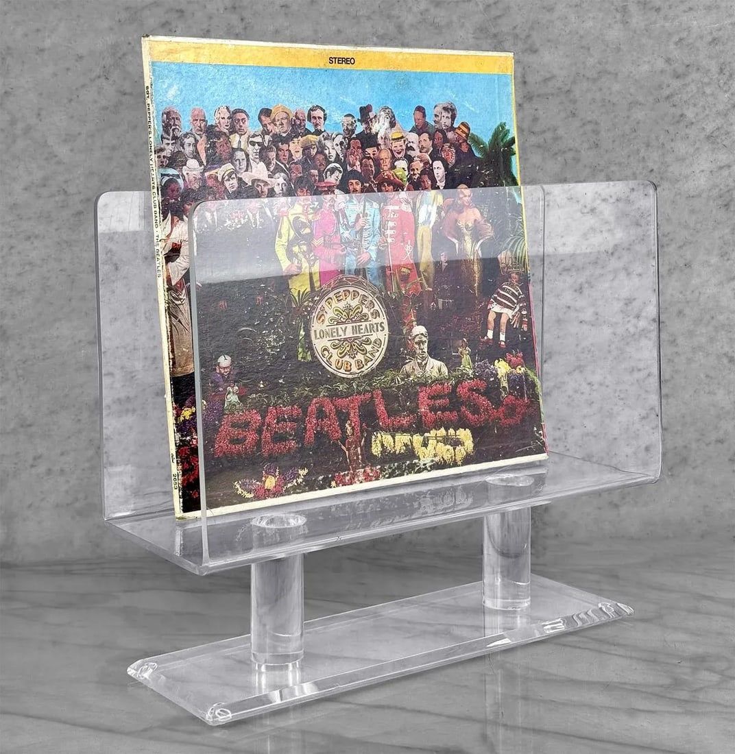Vintage Post-Modern Lucite Sculptural Pedestal Magazine Rack Record Stand - 2