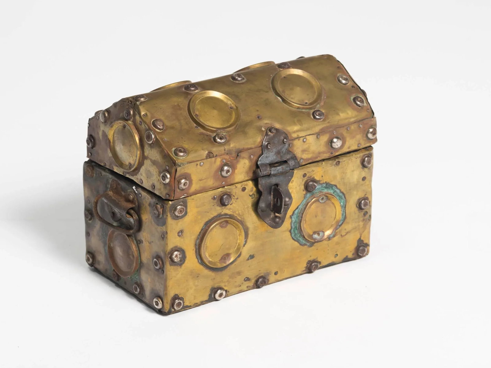 Arts & Crafts Studded Brass Box - 2