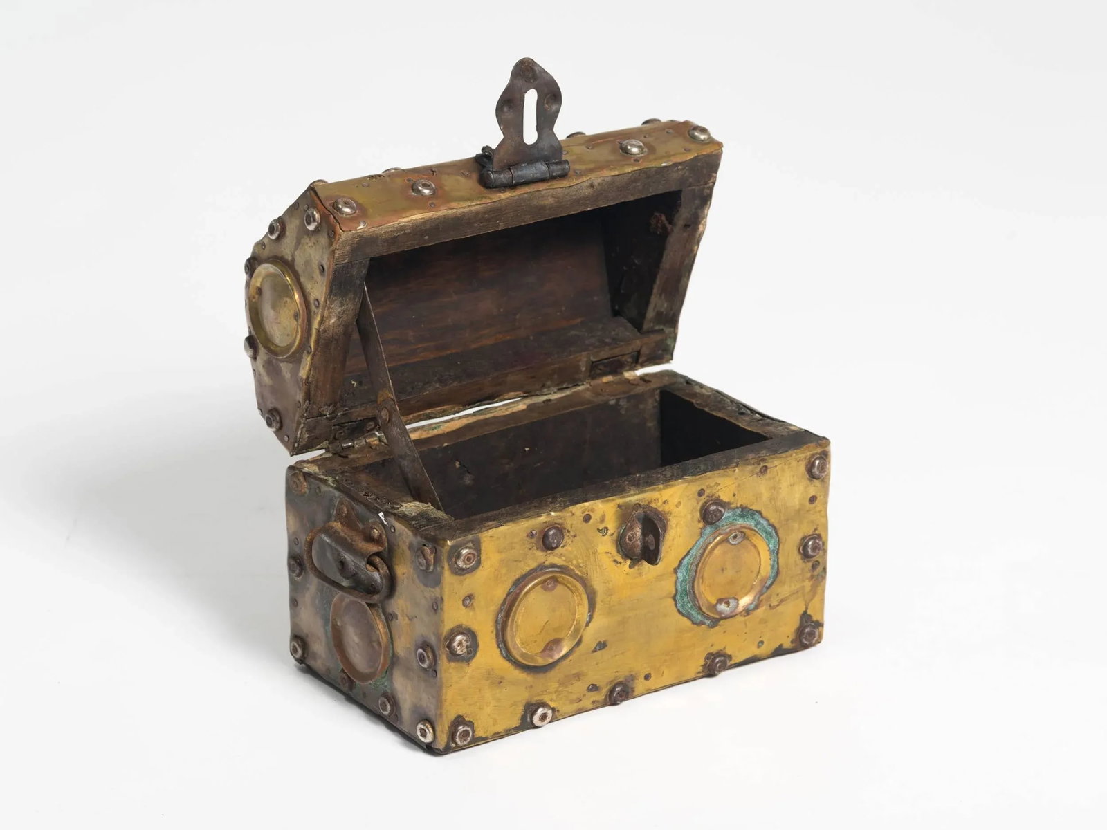 Arts & Crafts Studded Brass Box - 3