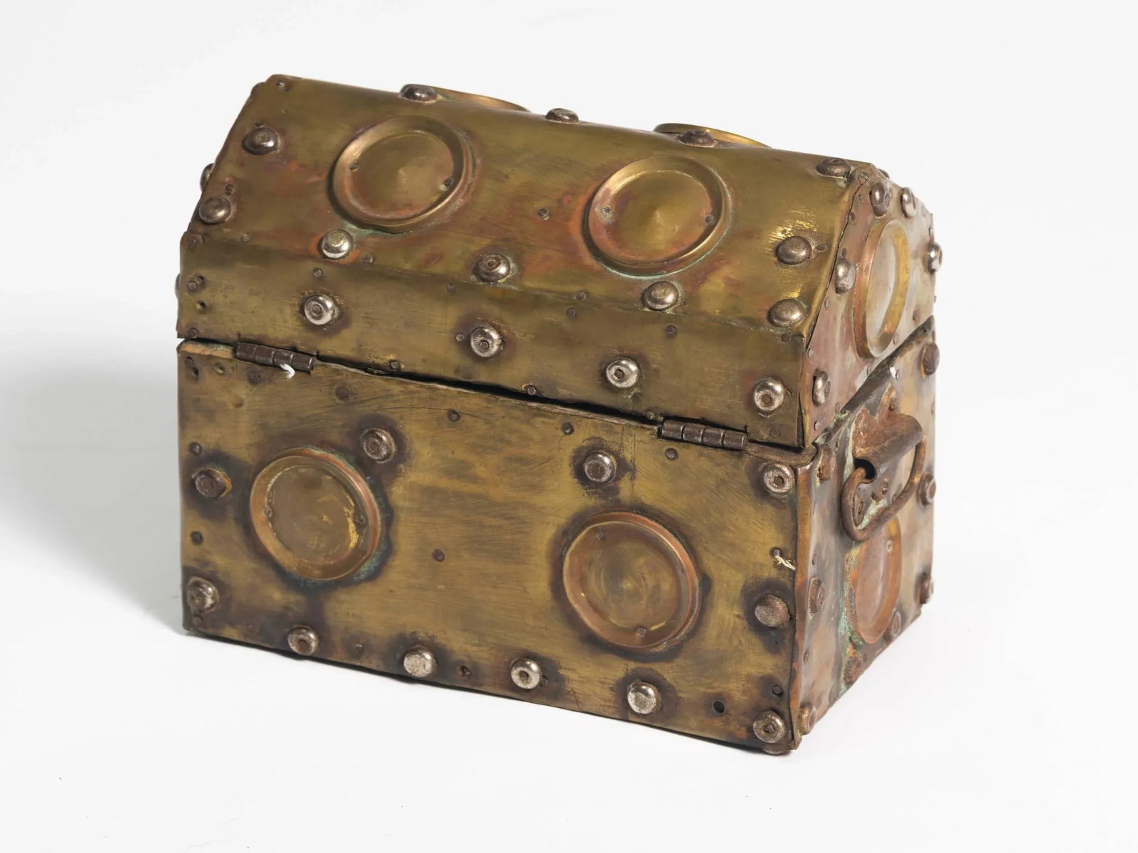 Arts & Crafts Studded Brass Box - 6