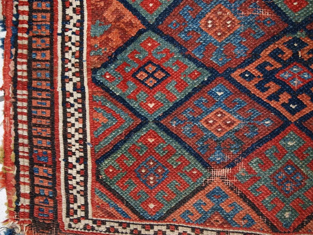 1880s Handmade Antique Collectible Persian Kurdish Bag 1.8' X 2.4' - 3