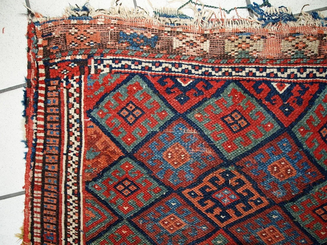 1880s Handmade Antique Collectible Persian Kurdish Bag 1.8' X 2.4' - 5