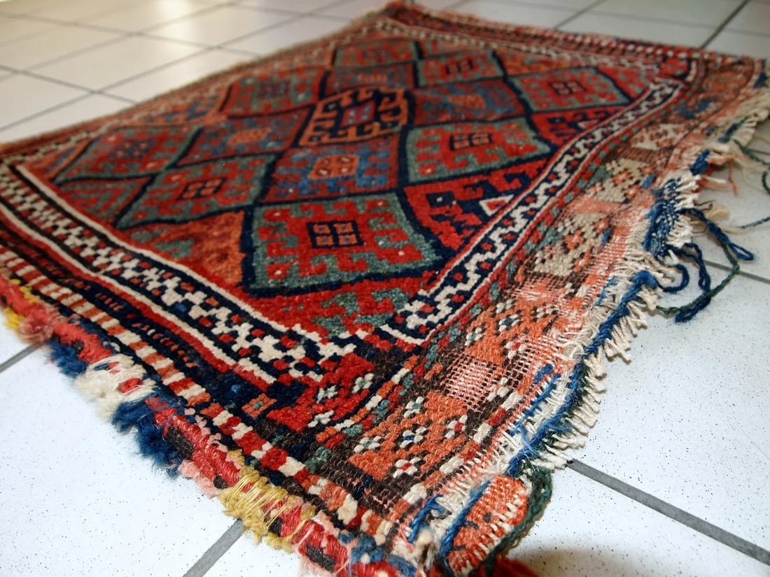 1880s Handmade Antique Collectible Persian Kurdish Bag 1.8' X 2.4' - 7
