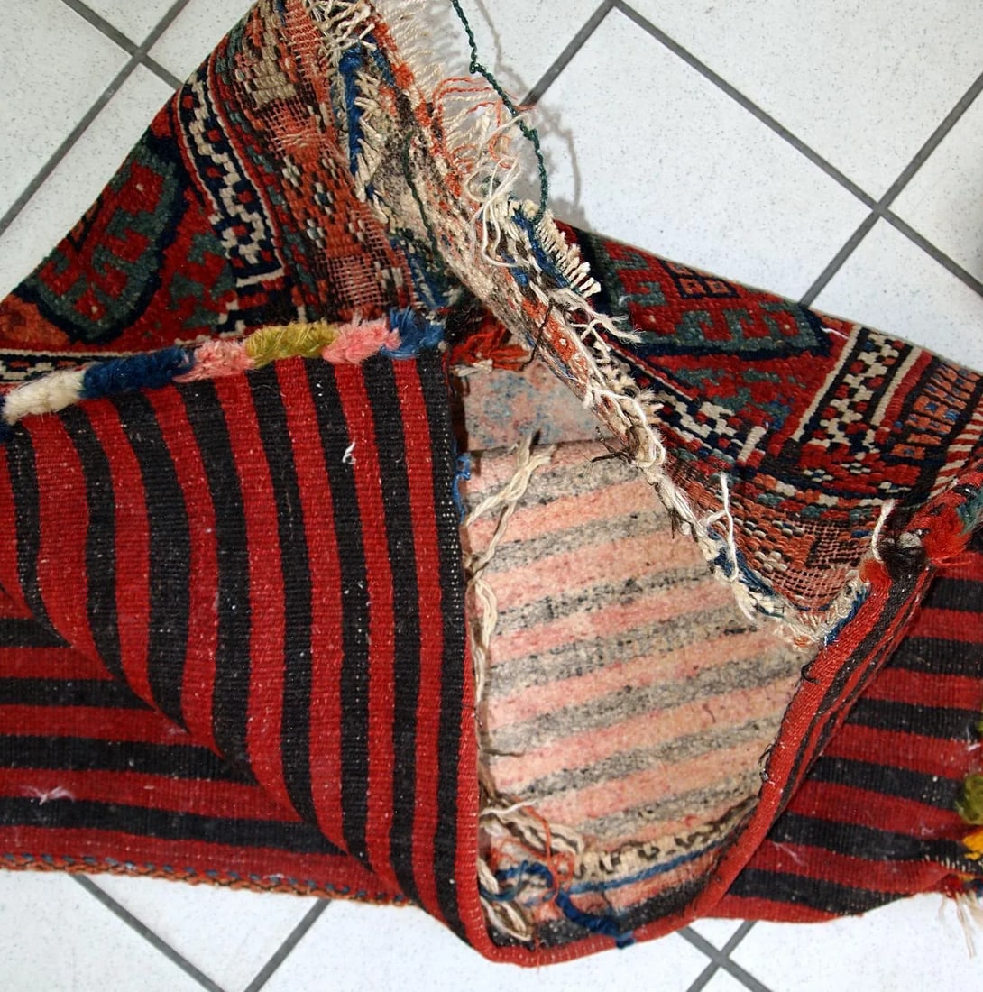 1880s Handmade Antique Collectible Persian Kurdish Bag 1.8' X 2.4' - 9