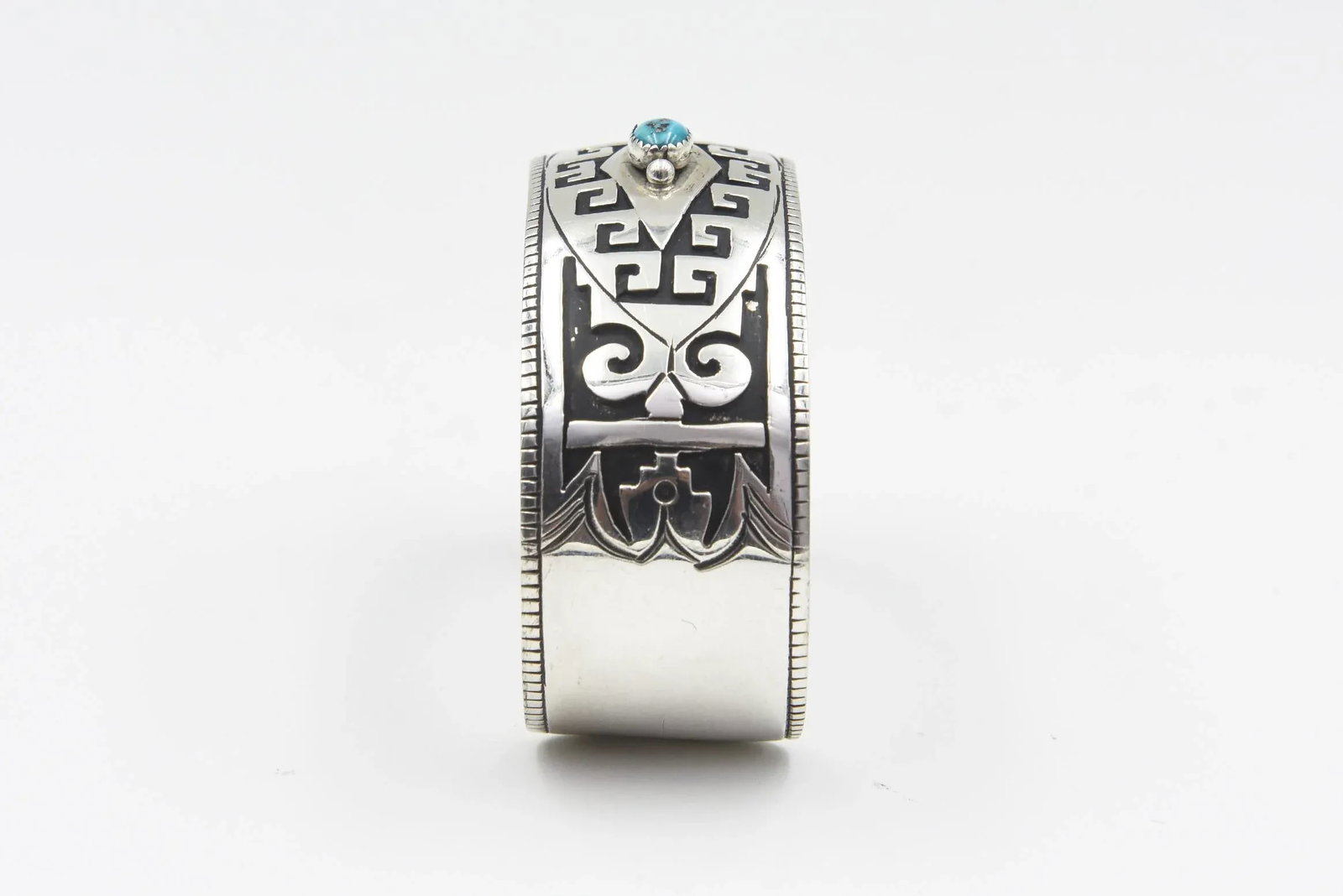 Late 20th Century Native American Turquoise Sterling Silver Cuff Bracelet by Jacob Kahe - 11