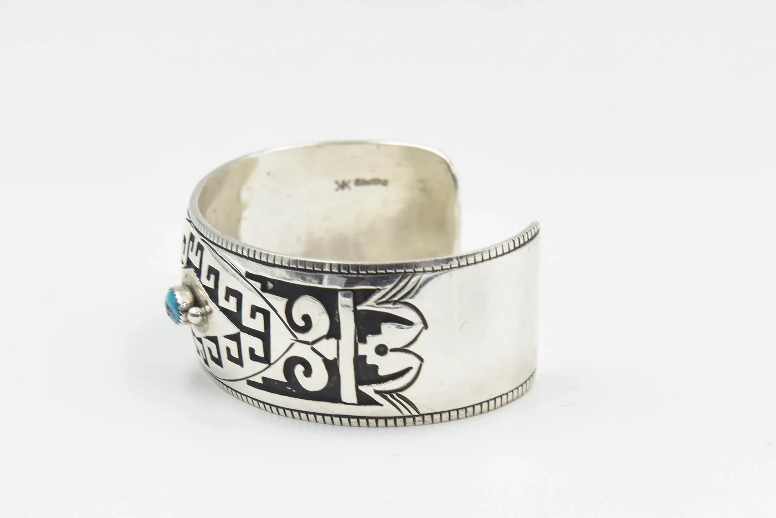 Late 20th Century Native American Turquoise Sterling Silver Cuff Bracelet by Jacob Kahe - 6