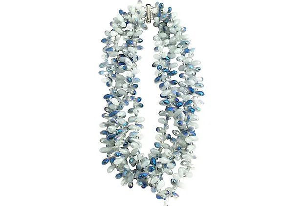 Faceted Blue Crystal Necklace & Earrings - 2
