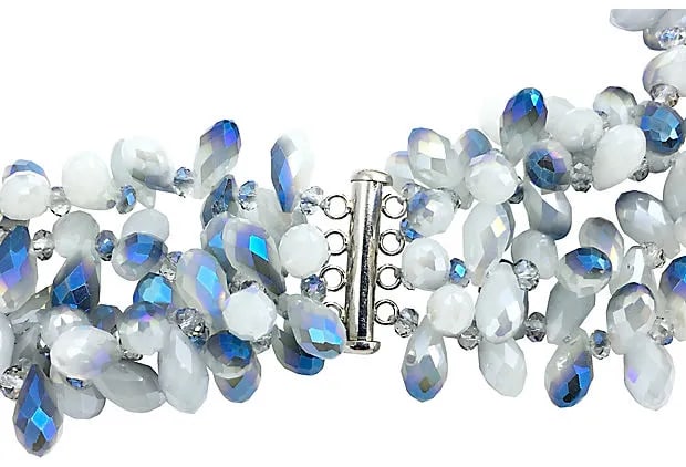 Faceted Blue Crystal Necklace & Earrings - 3