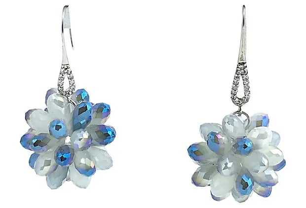 Faceted Blue Crystal Necklace & Earrings - 4