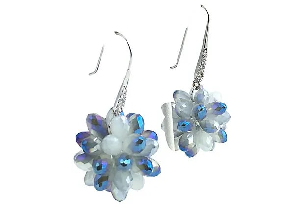 Faceted Blue Crystal Necklace & Earrings - 5