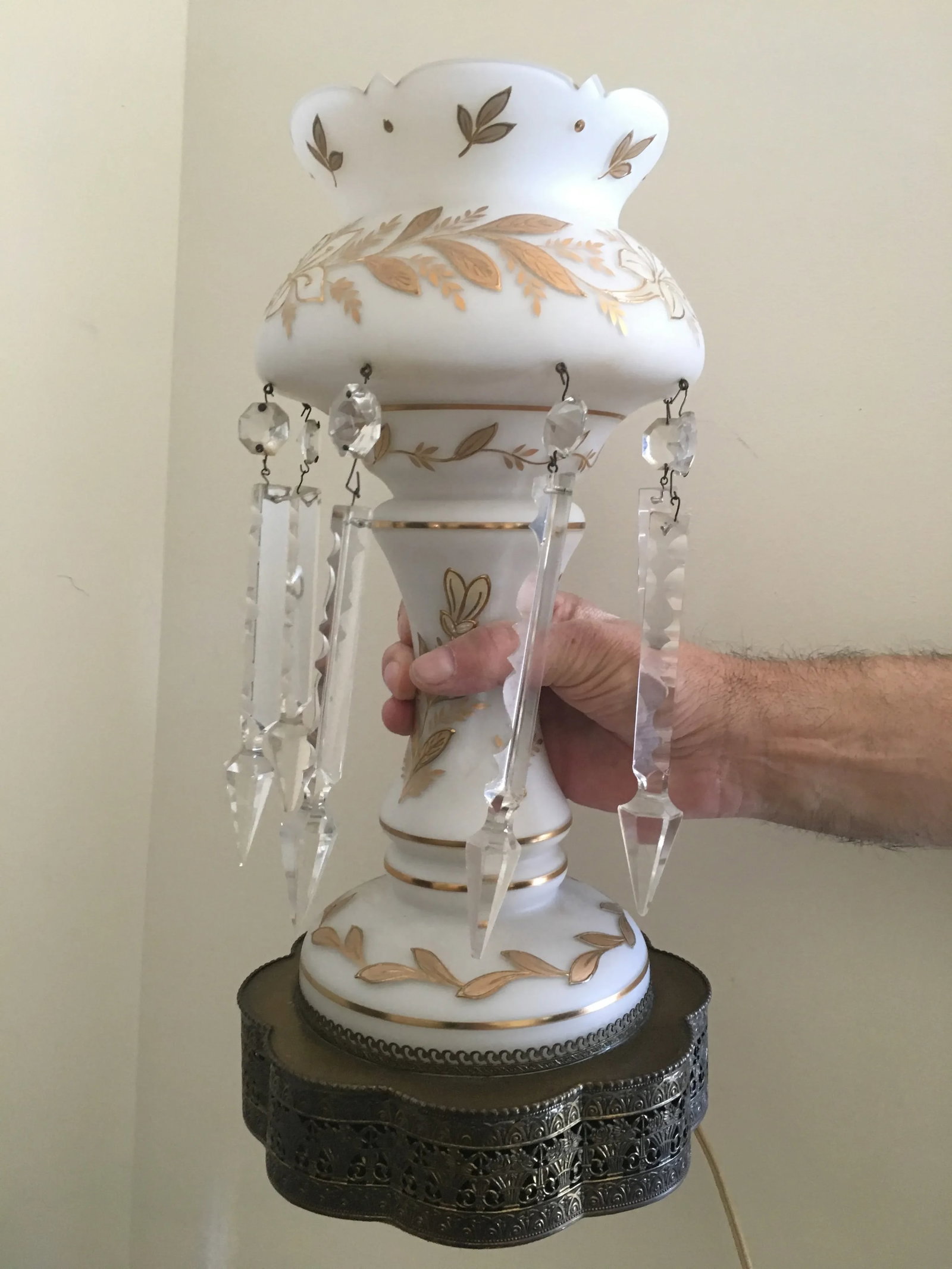 Vintage Crystal Lamps - A Pair - 4