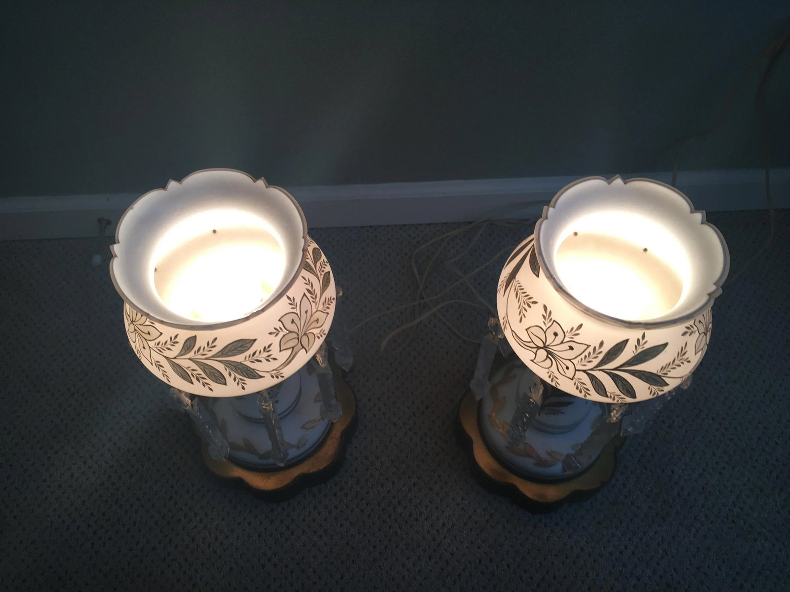 Vintage Crystal Lamps - A Pair - 6