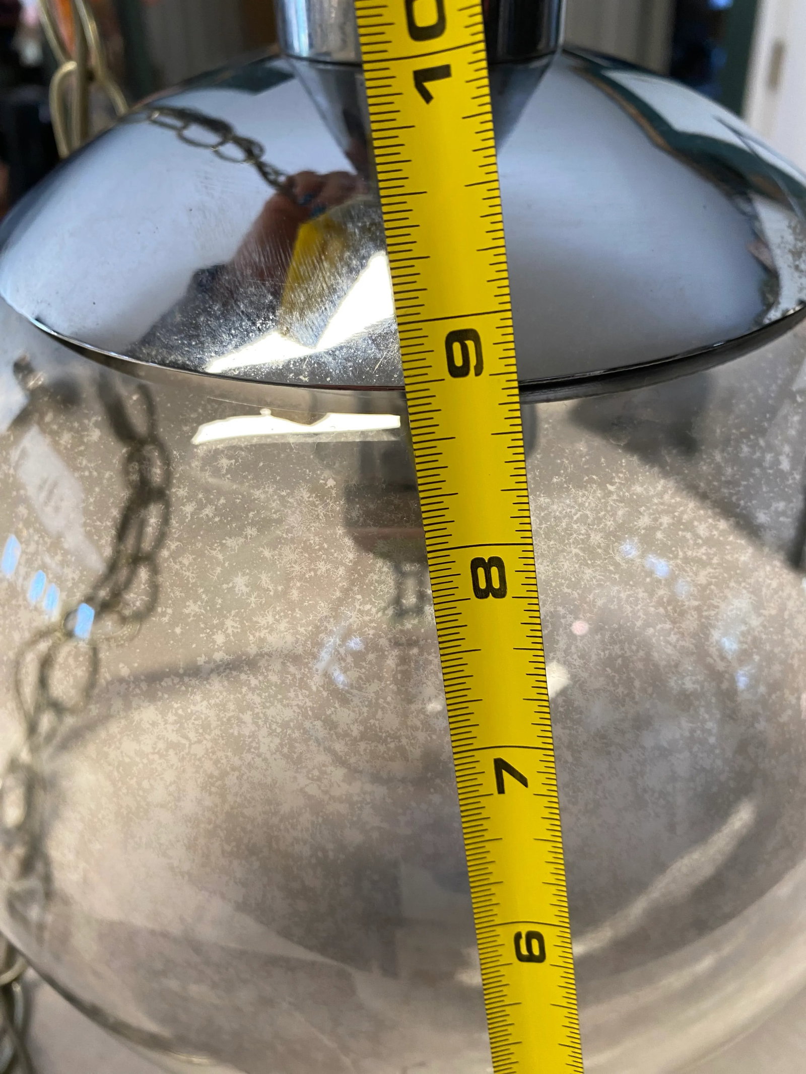 Retro 70's Smoked Glass Pendant Lamp Light Fixture Single Bulb - 4