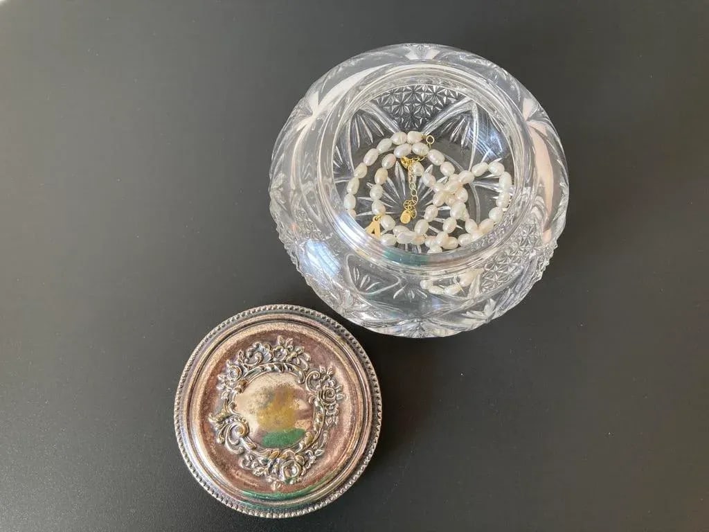 English Art Glass and Silverplate Jewelry Box - 10