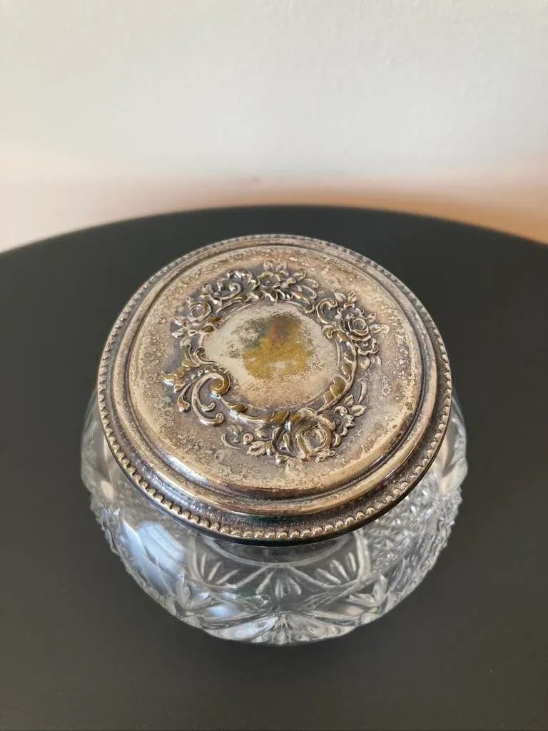 English Art Glass and Silverplate Jewelry Box - 4