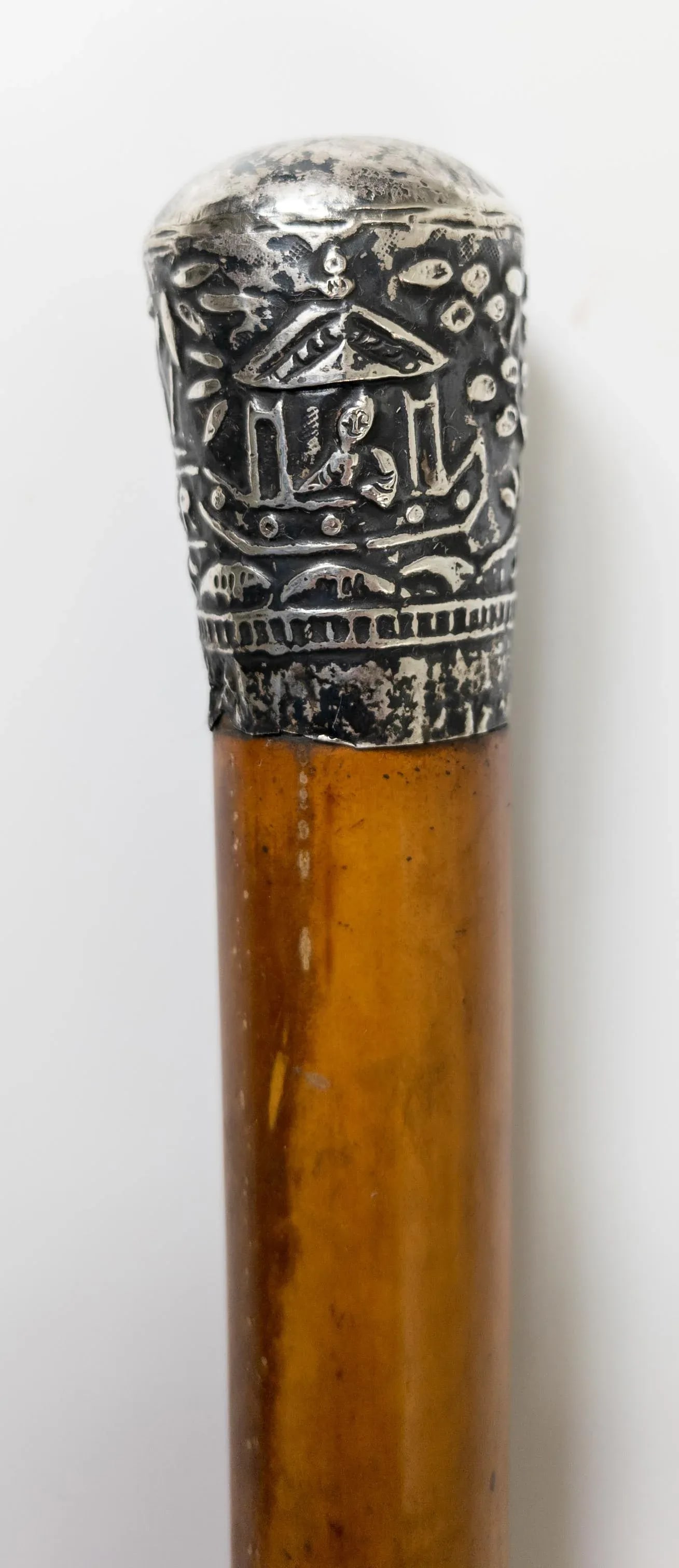 Early 20th Century Chinese Export Silver and Malacca Cane Walking Stick - 5